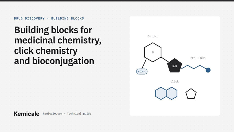 Building blocks for medicinal chemistry, click chemistry and bioconjugation – Kemicale technical guide cover