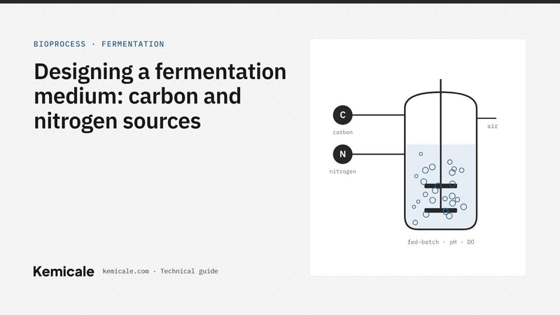 Designing a fermentation medium: carbon and nitrogen sources – Kemicale technical guide cover
