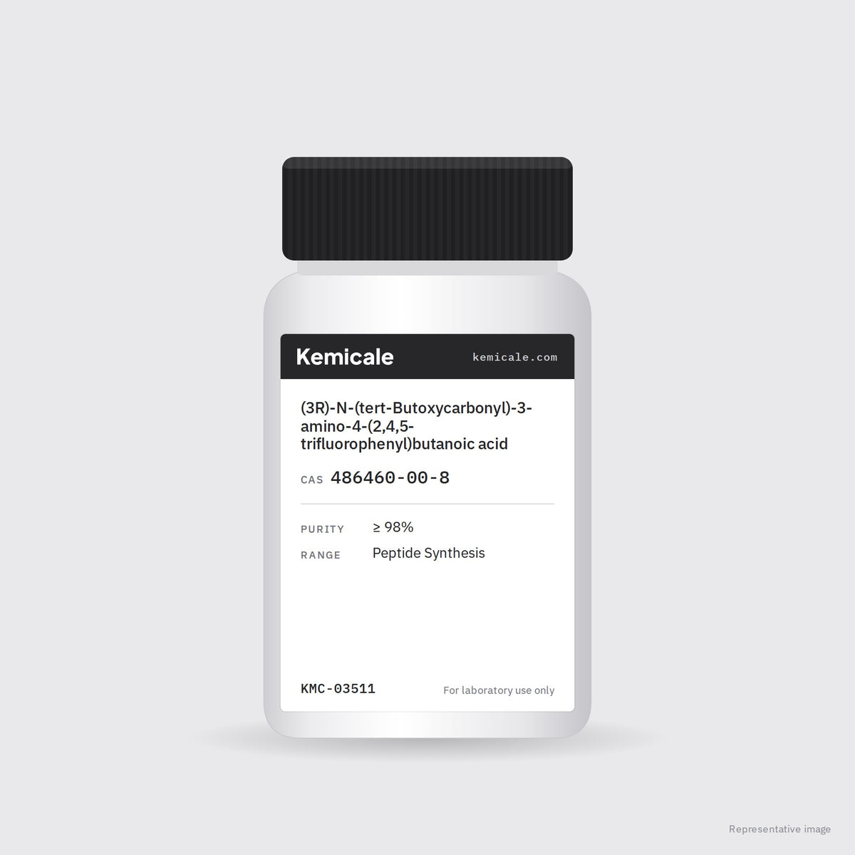 (3R)-N-(tert-Butoxycarbonyl)-3-amino-4-(2,4,5-trifluorophenyl)butanoic acid (CAS 486460-00-8) – Kemicale representative pack image