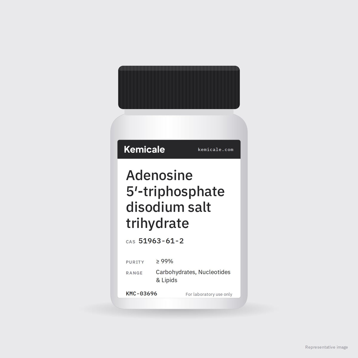 Adenosine 5′-triphosphate disodium salt trihydrate (CAS 51963-61-2) – Kemicale representative pack image