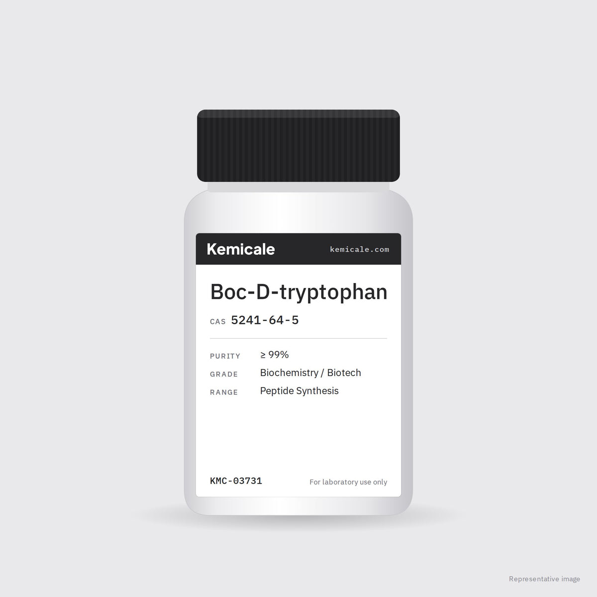 Boc-D-tryptophan (CAS 5241-64-5) – Kemicale representative pack image