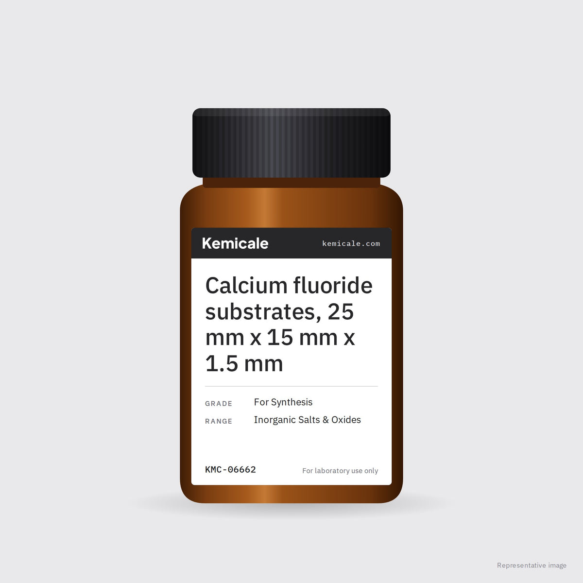 Calcium fluoride substrates, 25 mm x 15 mm x 1.5 mm – Kemicale representative pack image