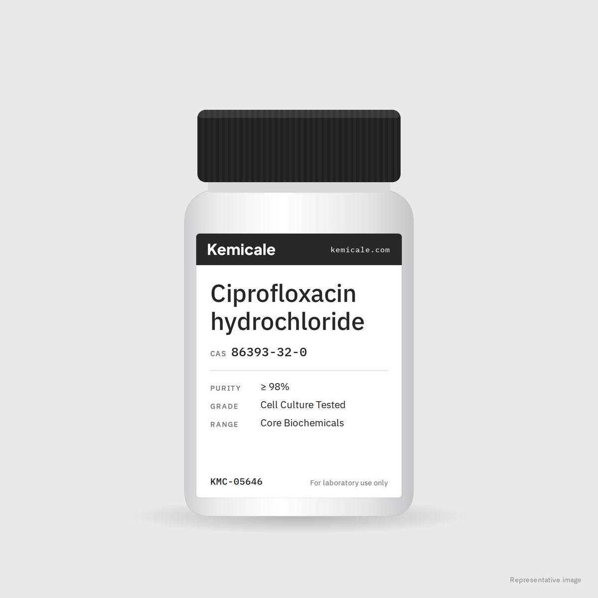 Ciprofloxacin hydrochloride (CAS 86393-32-0) – Kemicale representative pack image