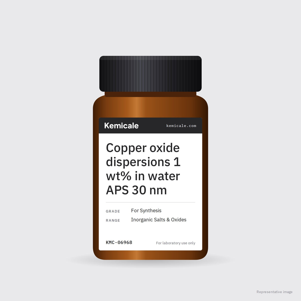Copper oxide dispersions 1 wt% in water APS 30 nm – Kemicale representative pack image