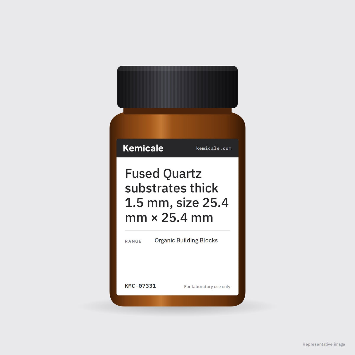 Fused Quartz substrates thick 1.5 mm, size 25.4 mm × 25.4 mm – Kemicale representative pack image