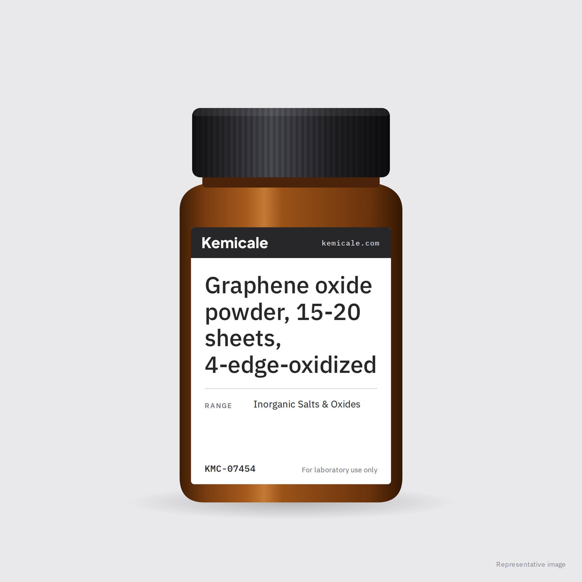 Graphene oxide powder, 15-20 sheets, 4-edge-oxidized – Kemicale representative pack image