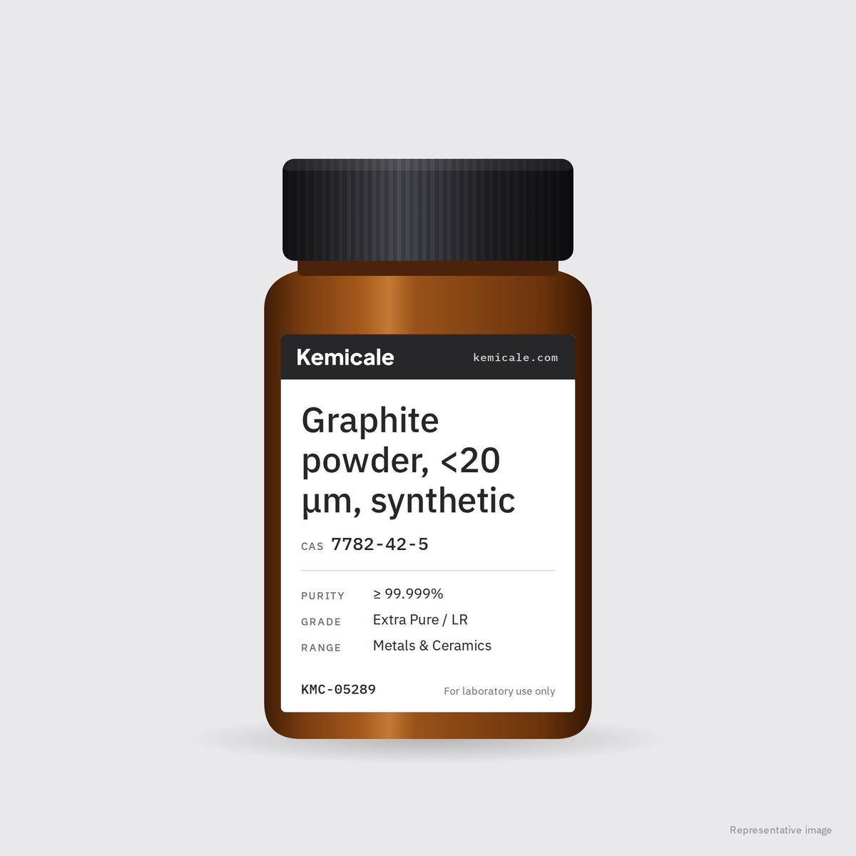 Graphite powder, <20 μm, synthetic (CAS 7782-42-5) – Kemicale representative pack image