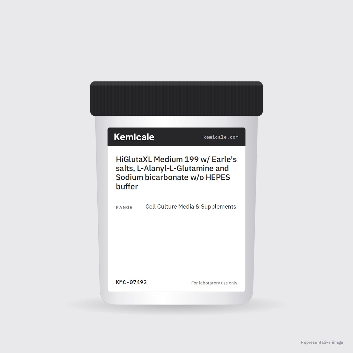 HiGlutaXL Medium 199 w/ Earle's salts, L-Alanyl-L-Glutamine and Sodium bicarbonate w/o HEPES buffer – Kemicale representative pack image