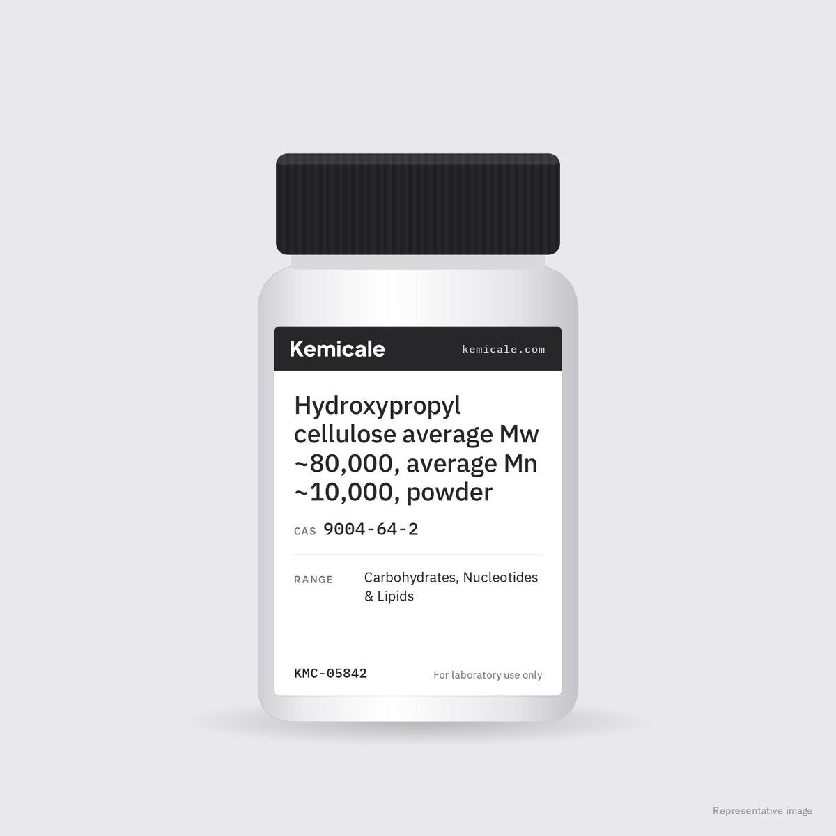 Hydroxypropyl cellulose average Mw ~80,000, average Mn ~10,000, powder (CAS 9004-64-2) – Kemicale representative pack image