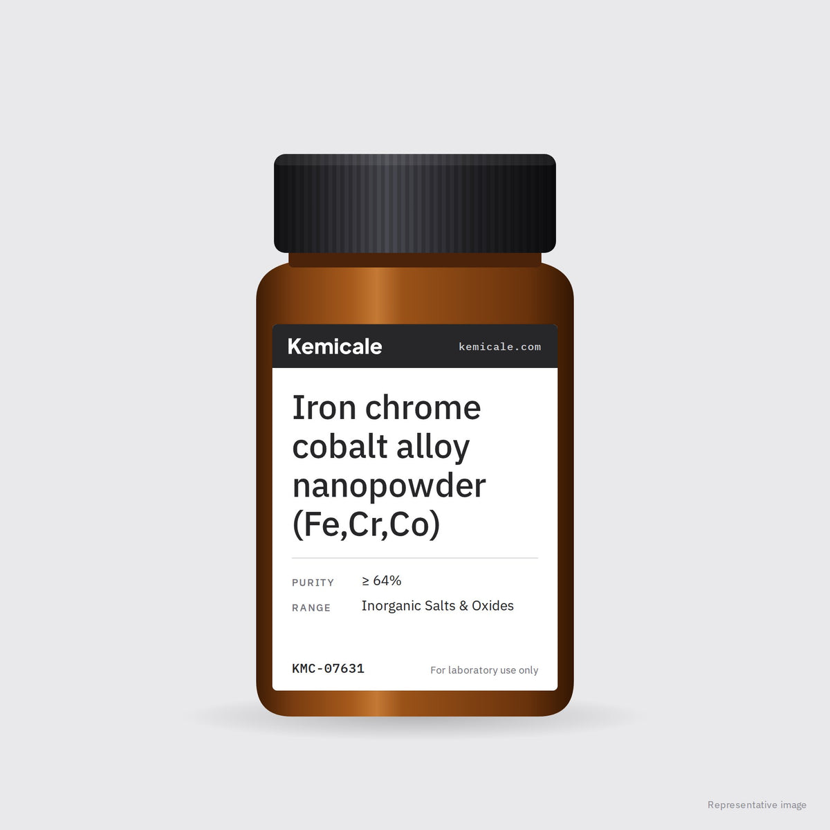 Iron chrome cobalt alloy nanopowder (Fe,Cr,Co) – Kemicale representative pack image
