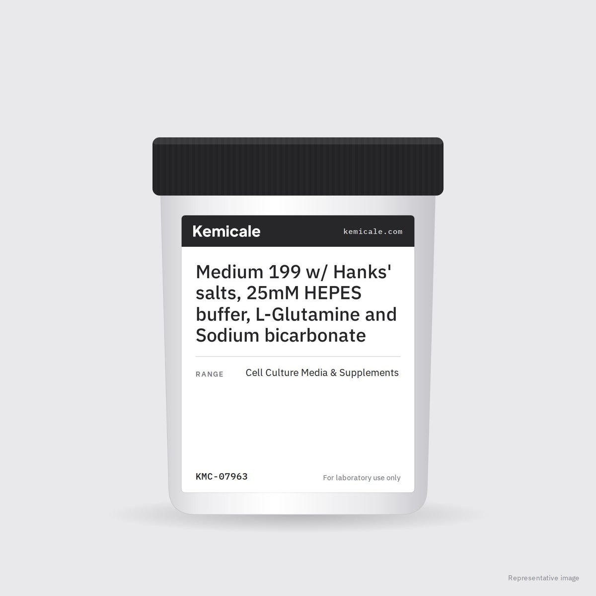 Medium 199 w/ Hanks' salts, 25mM HEPES buffer, L-Glutamine and Sodium bicarbonate – Kemicale representative pack image