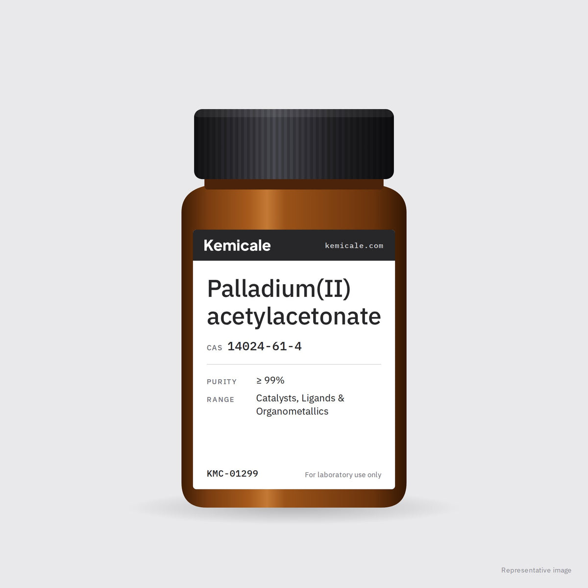 Palladium(II) acetylacetonate (CAS 14024-61-4) – Kemicale representative pack image