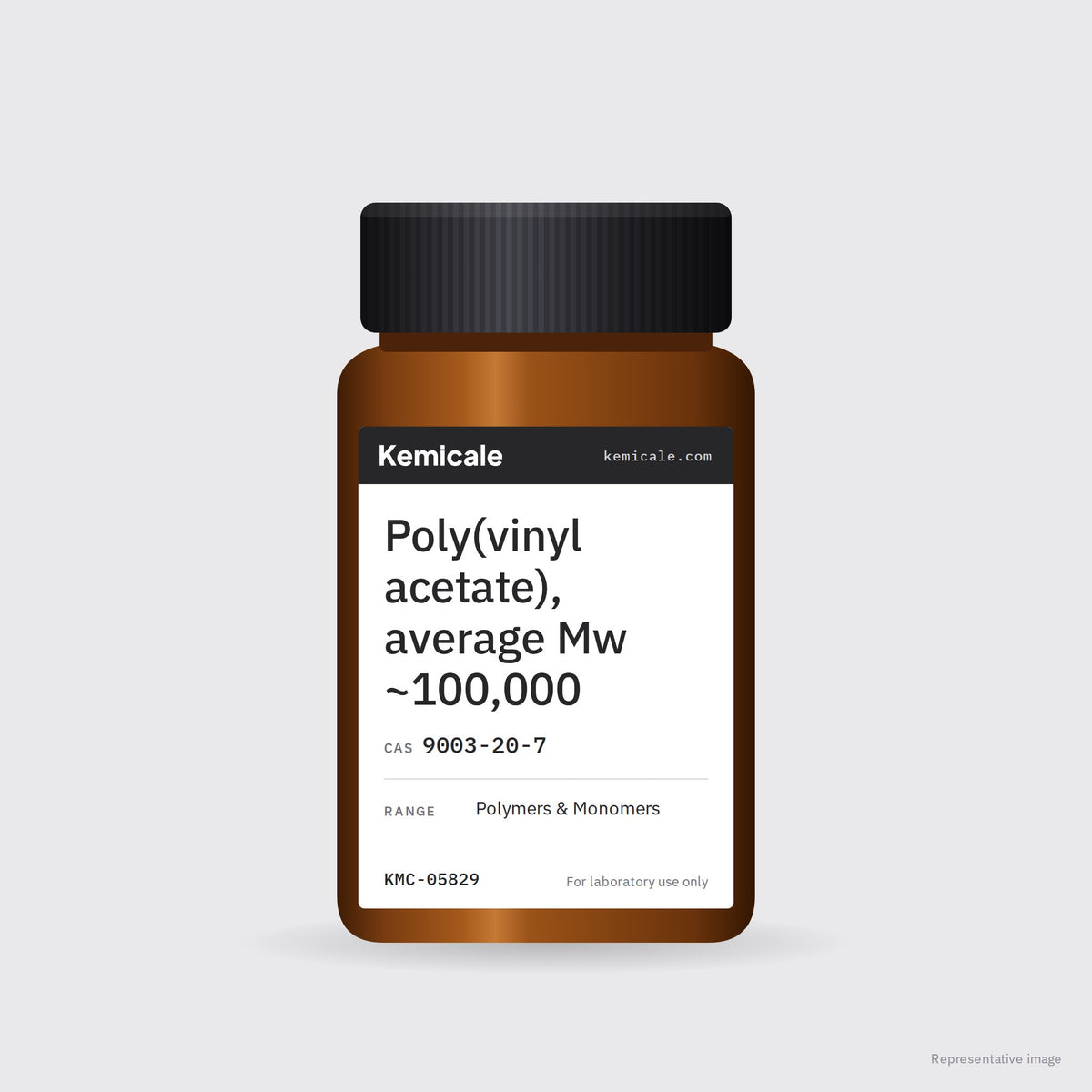 Poly(vinyl acetate), average Mw ~100,000 (CAS 9003-20-7) – Kemicale representative pack image