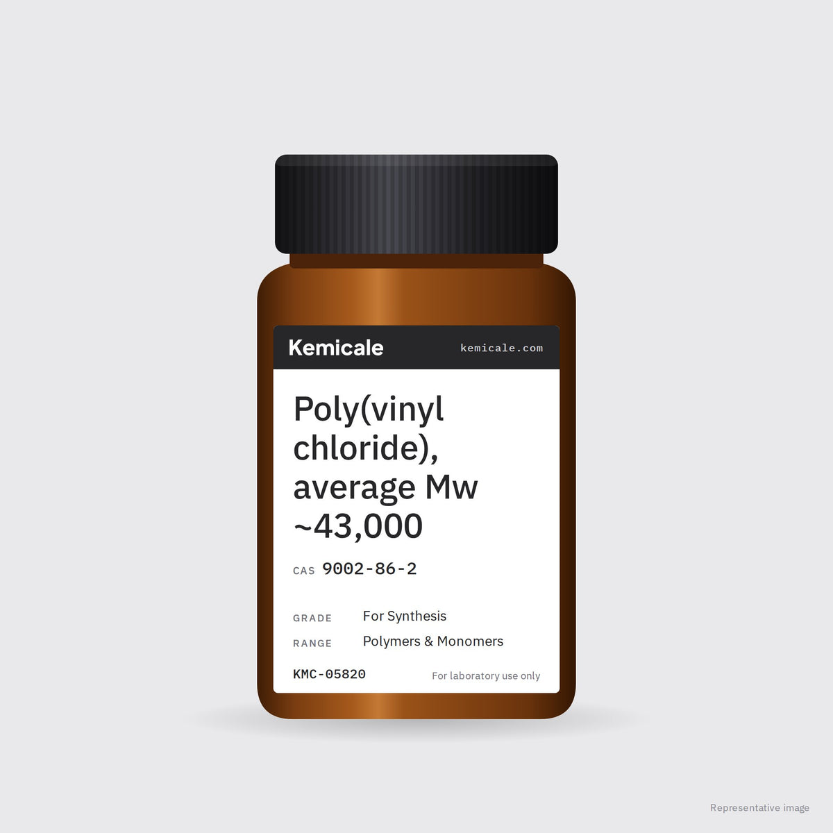 Poly(vinyl chloride), average Mw ~43,000 (CAS 9002-86-2) – Kemicale representative pack image