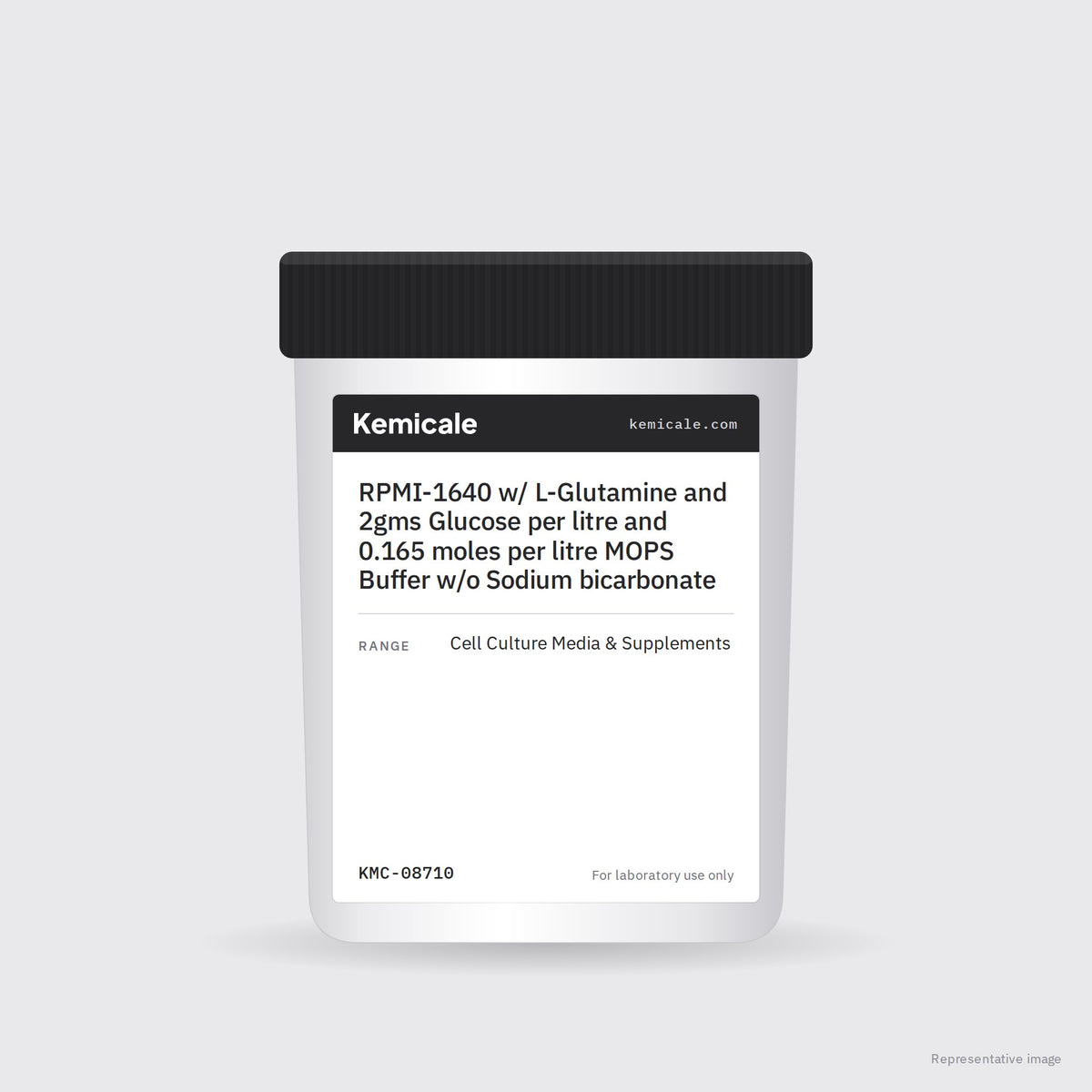 RPMI-1640 w/ L-Glutamine and 2gms Glucose per litre and 0.165 moles per litre MOPS Buffer w/o Sodium bicarbonate – Kemicale representative pack image