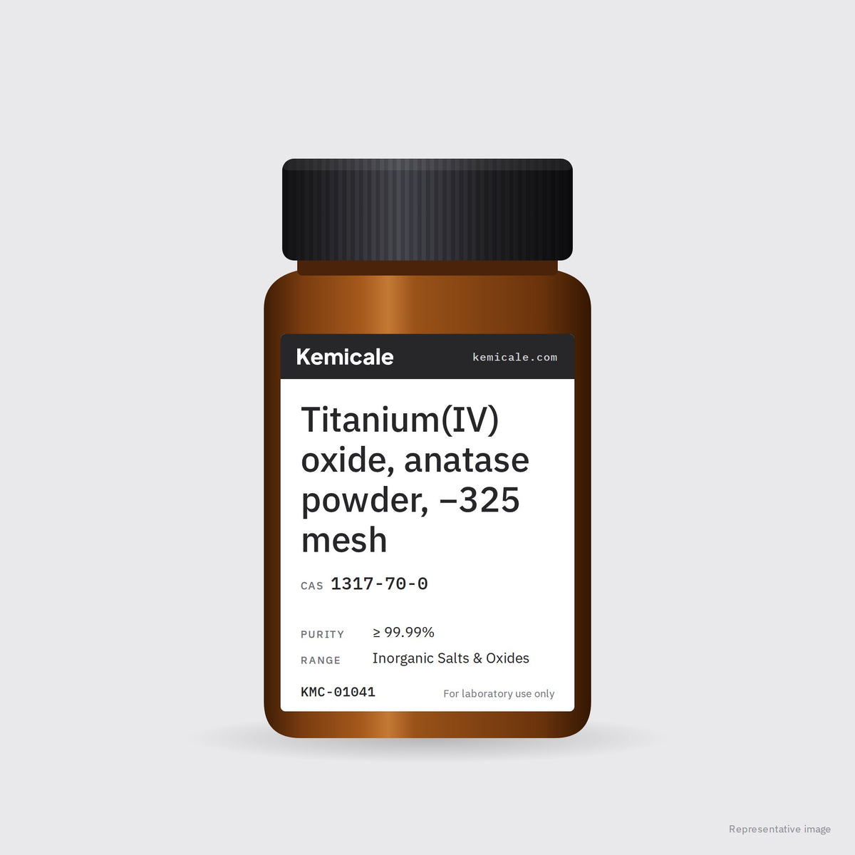 Titanium(IV) oxide, anatase powder, −325 mesh (CAS 1317-70-0) – Kemicale representative pack image