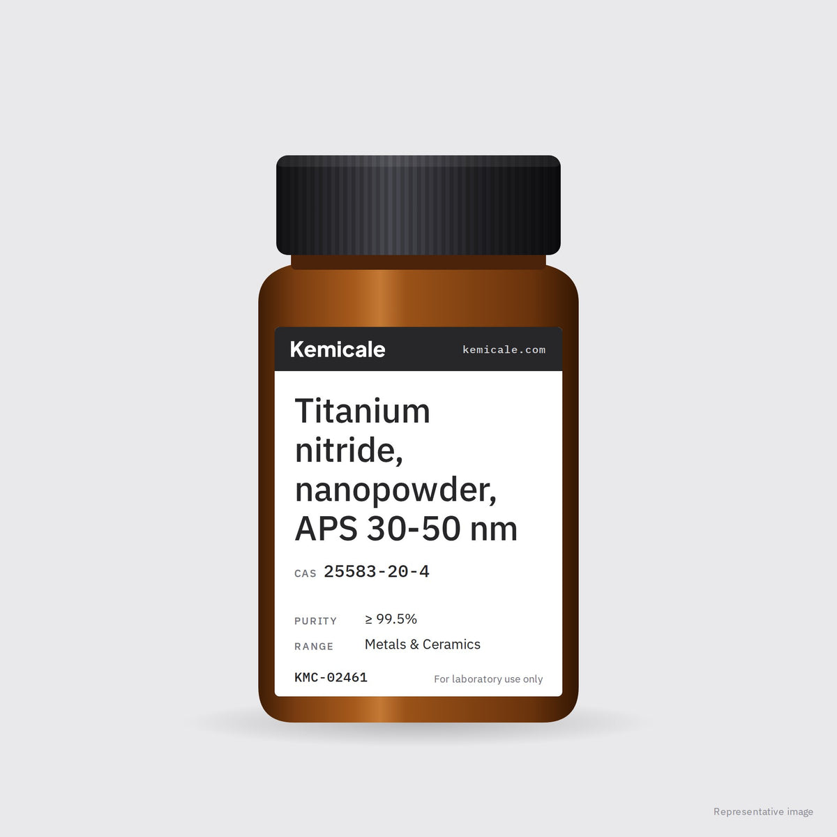 Titanium nitride, nanopowder, APS 30-50 nm (CAS 25583-20-4) – Kemicale representative pack image