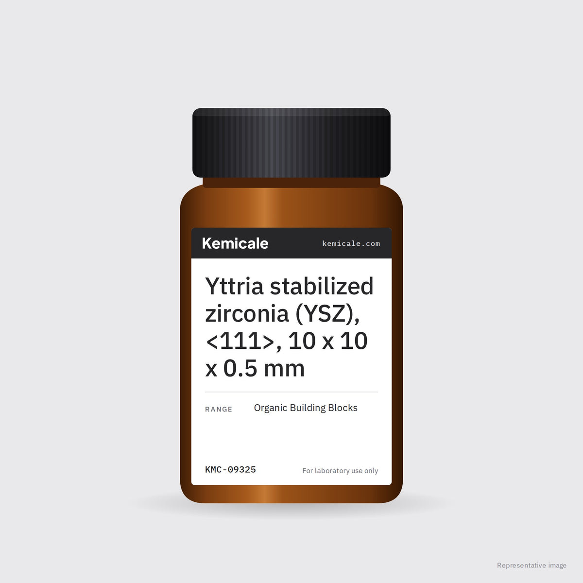 Yttria stabilized zirconia (YSZ), <111>, 10 x 10 x 0.5 mm – Kemicale representative pack image