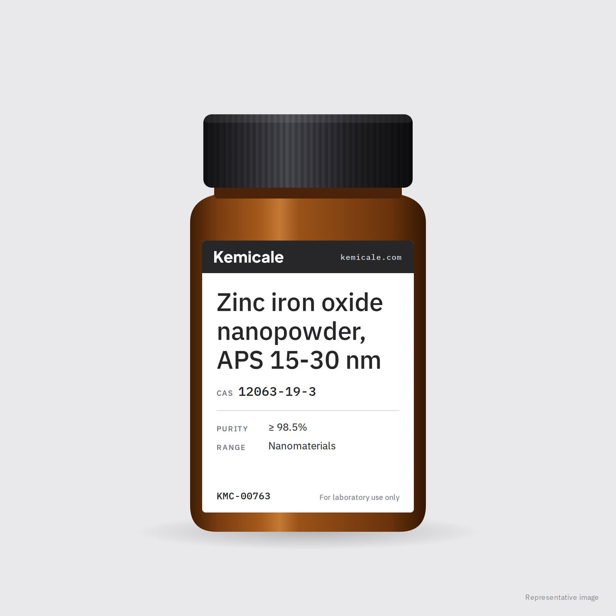 Zinc iron oxide nanopowder, APS 15-30 nm (CAS 12063-19-3) – Kemicale representative pack image