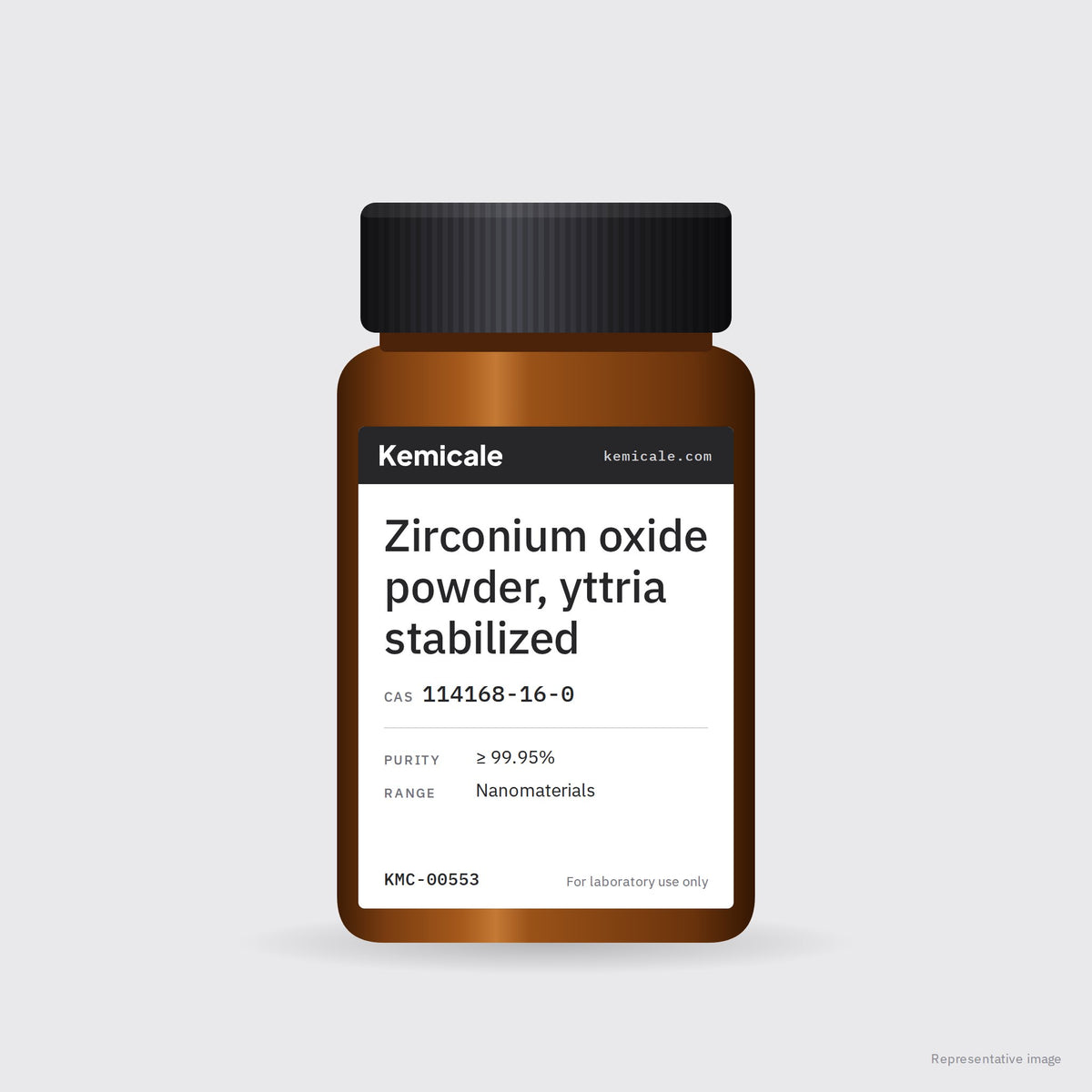 Zirconium oxide powder, yttria stabilized (CAS 114168-16-0) – Kemicale representative pack image